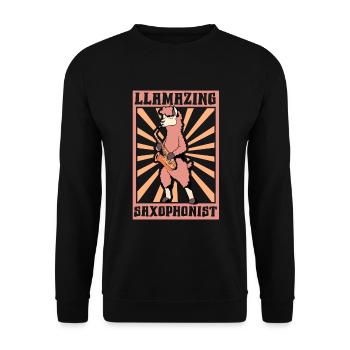 Lama Saxophonist - Unisex Sweatshirt - black - Front - Alina (178cm) & Michal (187cm)