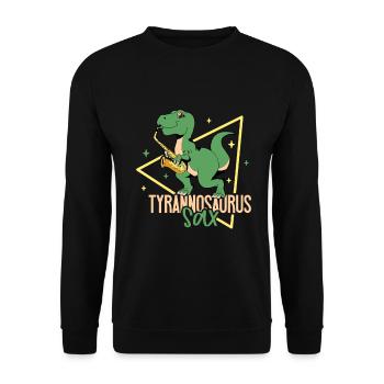 Tyrannosaurus Sax - TREX on saxophone - Unisex Sweatshirt - black - Front - Alina (178cm) & Michal (187cm)