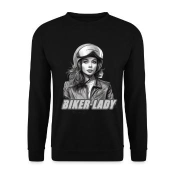 Motorradfahrerin Motorrad für eine - Unisex Pullover - Schwarz - Vorne - Alina (178cm) & Michal (187cm)