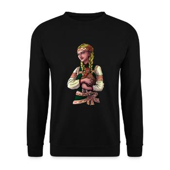 Slavic goddess Mokosh - Unisex Sweatshirt - black - Front - Alina (178cm) & Michal (187cm)
