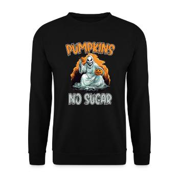 Halloween Ghost and Pumpkins Pumpkins No Sugar for - Unisex Sweatshirt - black - Front - Alina (178cm) & Michal (187cm)