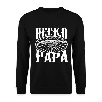 Geckoliebhaber - Gecko Papa - Unisex Pullover - Schwarz - Vorne - Alina (178cm) & Michal (187cm)