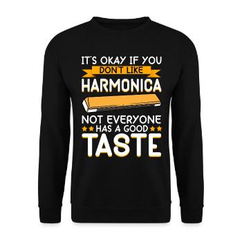 Lustiger Spieler Harmonikaspieler - Unisex Pullover - Schwarz - Vorne - Alina (178cm) & Michal (187cm)