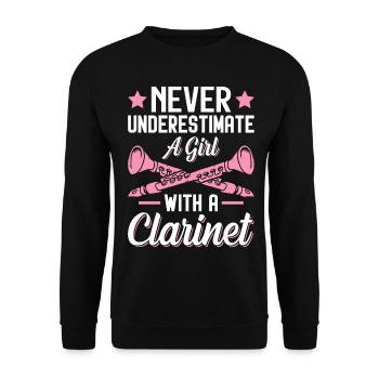 Funny player clarinetist - Unisex Sweatshirt - black - Front - Alina (178cm) & Michal (187cm)