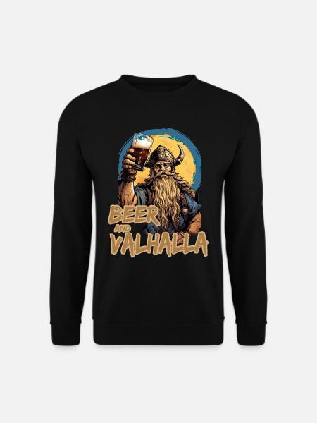 Beer And Valhalla Wikinger - Unisex Pullover - Schwarz