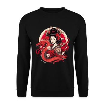 Japan Tradition Japanisch Kultur Frau - Unisex Pullover - Schwarz - Vorne - Alina (178cm) & Michal (187cm)