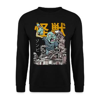 Kaiju Zombie Japanese Anime Monster Halloween - Unisex Sweatshirt - black - Front - Alina (178cm) & Michal (187cm)