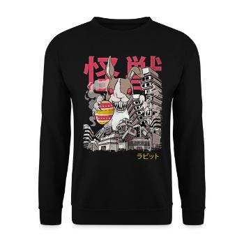 Kaiju Rabbit Japanese Anime Monster Easter Egg - Unisex Sweatshirt - black - Front - Alina (178cm) & Michal (187cm)