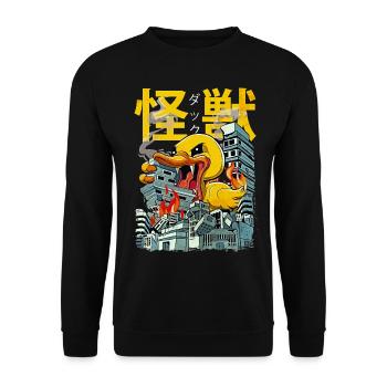 Kaiju Duck Anime Japonais Monster Rubber Duck - Sweat-shirt Unisexe - noir - Devant - Alina (178cm) & Michal (187cm)