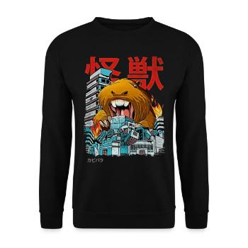Kaiju Capybara Monstre d’anime japonais - Sweat-shirt Unisexe - noir - Devant - Alina (178cm) & Michal (187cm)