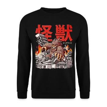 Kaiju Bigfoot Japanese Anime Monster Sasquatch - Unisex Sweatshirt - black - Front - Alina (178cm) & Michal (187cm)
