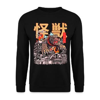 Kaiju Pitbull Japanese Anime Monster Dog - Unisex Sweatshirt - black - Front - Alina (178cm) & Michal (187cm)