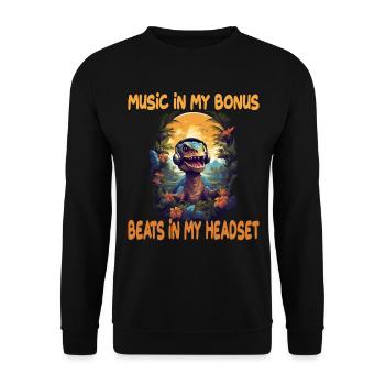 Music in my Bones Dino Dinosaurier für Dino Fan - Unisex Pullover - Schwarz - Vorne - Alina (178cm) & Michal (187cm)