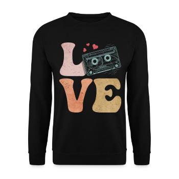 Tape cassette LOVE - Sweat-shirt Unisexe - noir - Devant - Alina (178cm) & Michal (187cm)