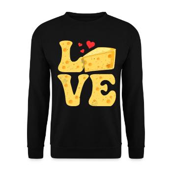Cheese Gouda Feta Cheddar LOVE - Unisex Sweatshirt - black - Front - Alina (178cm) & Michal (187cm)