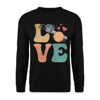 chainsaw arborist woodworker lumberjack LIE - Unisex Sweatshirt - black - Front - Alina (178cm) & Michal (187cm)