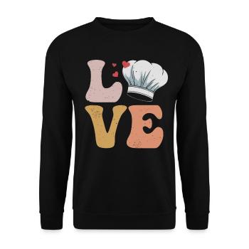 Chefkoch Kochen LIEBE - Unisex Pullover - Schwarz - Vorne - Alina (178cm) & Michal (187cm)