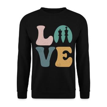 Schachspieler Meister LOVE - Unisex Pullover - Schwarz - Vorne - Alina (178cm) & Michal (187cm)
