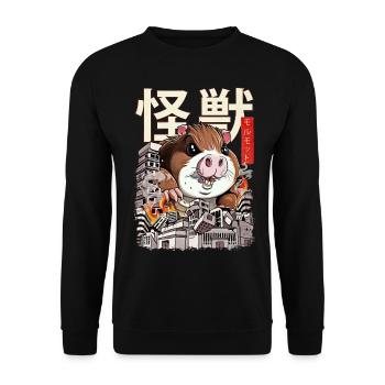 Kaiju Guinea Pig Japanese Anime Monster Nage - Unisex Sweatshirt - black - Front - Alina (178cm) & Michal (187cm)