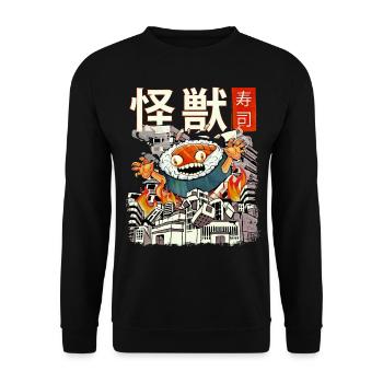 Kaiju Sushi Monstre d’anime japonais - Sweat-shirt Unisexe - noir - Devant - Alina (178cm) & Michal (187cm)