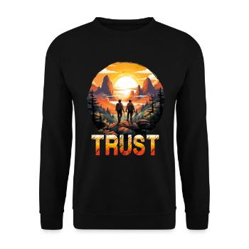 Vertrauen Trust Wandern Wanderung Natur Wildnis - Unisex Pullover - Schwarz - Vorne - Alina (178cm) & Michal (187cm)