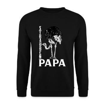 Straußenliebhaber - Straußen Papa - Unisex Pullover - Schwarz - Vorne - Alina (178cm) & Michal (187cm)