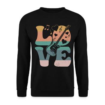 Electric Guitar Guitarist Instrument LOVE - Unisex Sweatshirt - black - Front - Alina (178cm) & Michal (187cm)