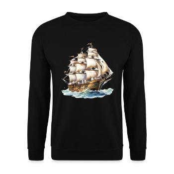Segeln Segelschiff Segelboot für einen Segler, - Unisex Pullover - Schwarz - Vorne - Alina (178cm) & Michal (187cm)