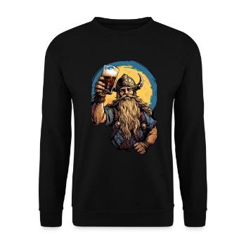 Beer And Valhalla Wikinger - Unisex Pullover - Schwarz - Vorne - Alina (178cm) & Michal (187cm)