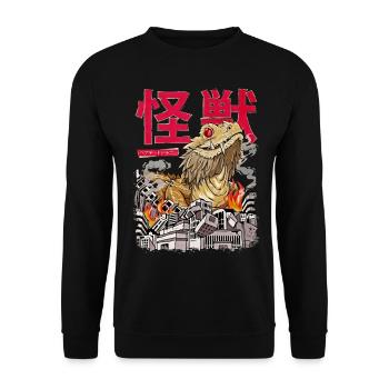 Kaiju Dragon Barbu Oeuf Monstre Japonais Anime - Sweat-shirt Unisexe - noir - Devant - Alina (178cm) & Michal (187cm)