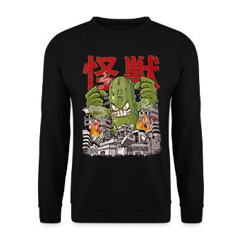Kaiju Cucumber Japanese Anime Monster Cucumber - Unisex Sweatshirt - black - Front - Alina (178cm) & Michal (187cm)