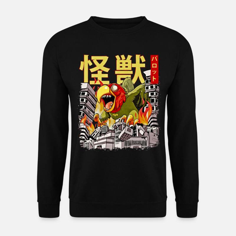 Kaiju Papagei Japanisch Anime Monster Vogel - Unisex Pullover - Schwarz