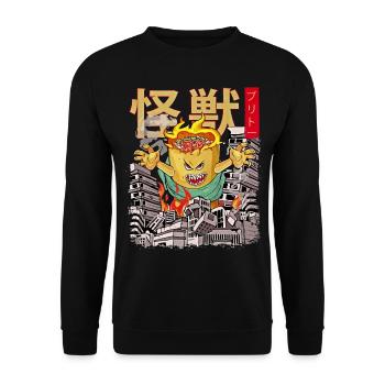 Kaiju Burrito Monstre Anime Japonais Mexicain - Sweat-shirt Unisexe - noir - Devant - Alina (178cm) & Michal (187cm)