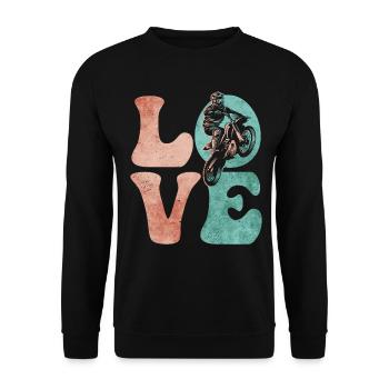 Dirt Bike Motocross Dirt Biking Enduro LOVE - Unisex Pullover - Schwarz - Vorne - Alina (178cm) & Michal (187cm)
