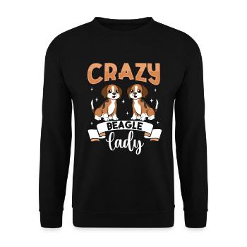 Crazy Beagle Lady - Beagle - Unisex Pullover - Schwarz - Vorne - Alina (178cm) & Michal (187cm)