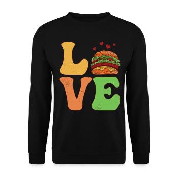 Burger Hamburger Cheeseburger LOVE - Sweat-shirt Unisexe - noir - Devant - Alina (178cm) & Michal (187cm)