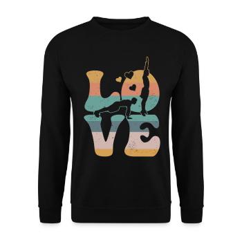 Burpees Workout Fitnessstudio LIEBE - Unisex Pullover - Schwarz - Vorne - Alina (178cm) & Michal (187cm)