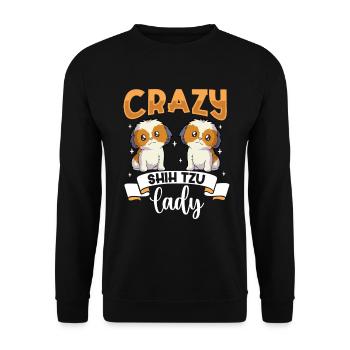 Crazy Shih Tzu Lady - Shih Tzu - Unisex Pullover - Schwarz - Vorne - Alina (178cm) & Michal (187cm)