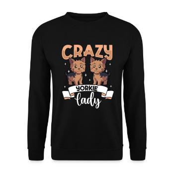 Crazy Yorkie Lady - Yorkshire Terrier - Unisex Sweatshirt - black - Front - Alina (178cm) & Michal (187cm)