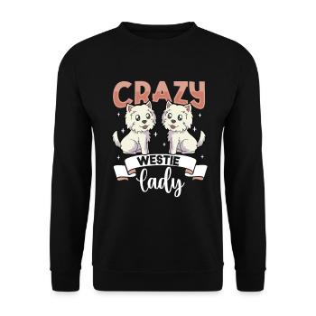 Crazy Westie Lady - West Highland Terrier - Sweat-shirt Unisexe - noir - Devant - Alina (178cm) & Michal (187cm)