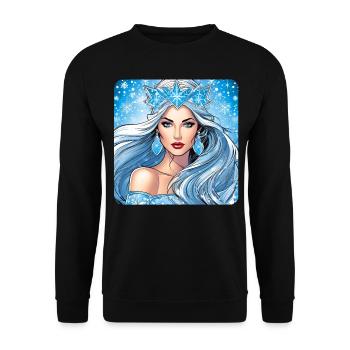 Winter Eiskönigin mit Eiskristallen - Unisex Pullover - Schwarz - Vorne - Alina (178cm) & Michal (187cm)