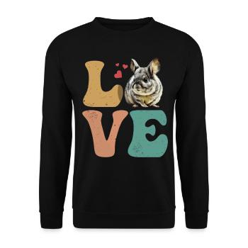 Chinchilla-Besitzer LOVE - Unisex Pullover - Schwarz - Vorne - Alina (178cm) & Michal (187cm)