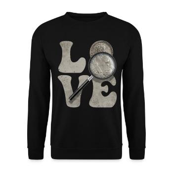 Coin Collecting Coin Collector Coin Lore LOVE - Unisex Sweatshirt - black - Front - Alina (178cm) & Michal (187cm)