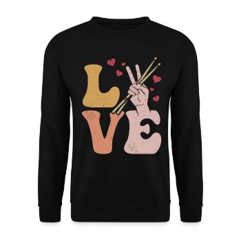 Schlagzeuger Schlagzeuger LOVE - Unisex Pullover - Schwarz - Vorne - Alina (178cm) & Michal (187cm)