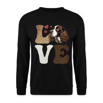 Français Springer Spaniel Dog LOVE - Sweat-shirt Unisexe - noir - Devant - Alina (178cm) & Michal (187cm)
