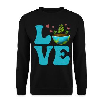 Environnementaliste Jour de la Terre Recyclage AMOUR - Sweat-shirt Unisexe - noir - Devant - Alina (178cm) & Michal (187cm)