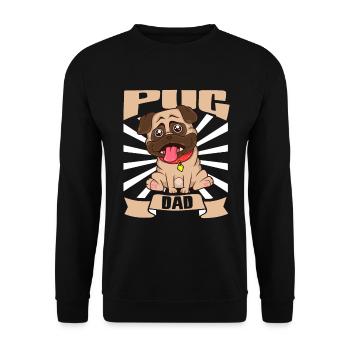 Pug Dad - Mops - Unisex Pullover - Schwarz - Vorne - Alina (178cm) & Michal (187cm)
