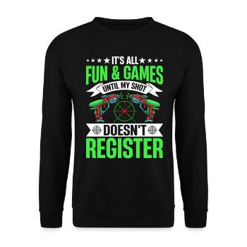 Laser Tag Spieler - Unisex Pullover - Schwarz - Vorne - Alina (178cm) & Michal (187cm)