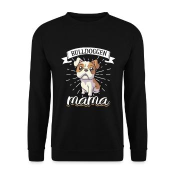 Bulldoggen Mama - Bulldogge - Unisex Pullover - Schwarz - Vorne - Alina (178cm) & Michal (187cm)