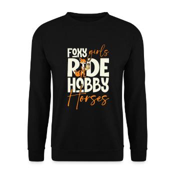 Smart Girl Riding Hobby Horse - Hobby Horsing - Unisex Sweatshirt - black - Front - Alina (178cm) & Michal (187cm)
